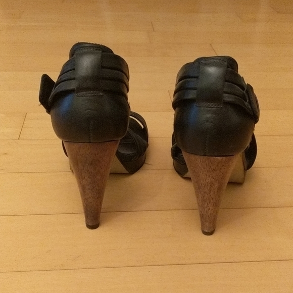 French connection heels size 8 leather wood heel - Picture 3 of 6